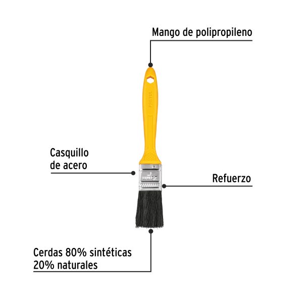 21524 - Brocha uso general de 1' con mango de plástico, Pretul