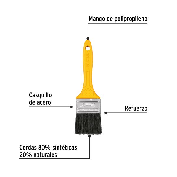 21526 - Brocha uso general de 2' con mango de plástico, Pretul