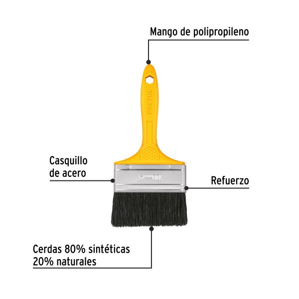 21529 - Brocha uso general de 4' con mango de plástico, Pretul