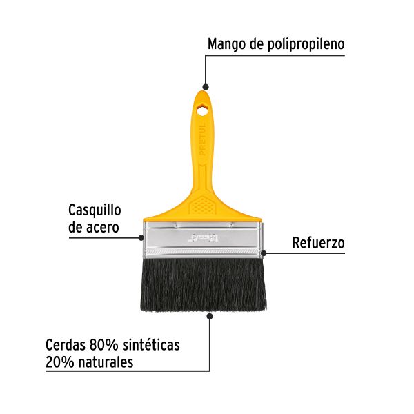 21530 - Brocha uso general de 5' con mango de plástico, Pretul