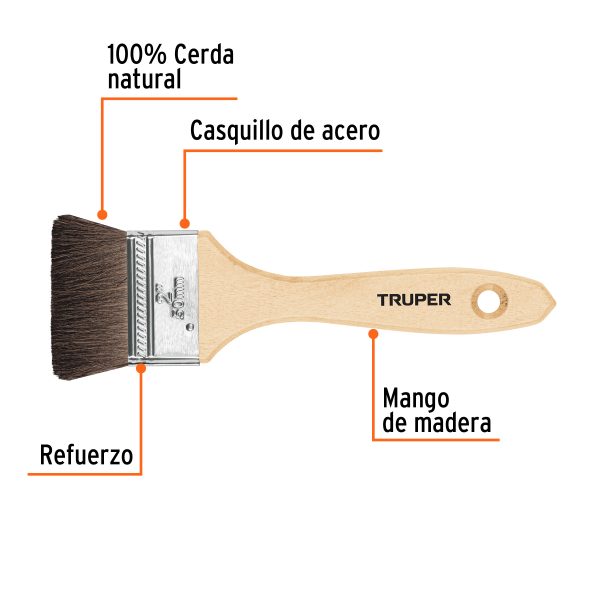 12468 - Brocha pelo de camello de 2' con mango de madera, Truper