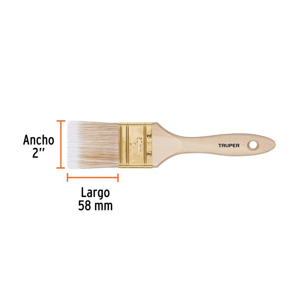 13344 - Brocha cerdas sintéticas 2' corte recto, mango de madera