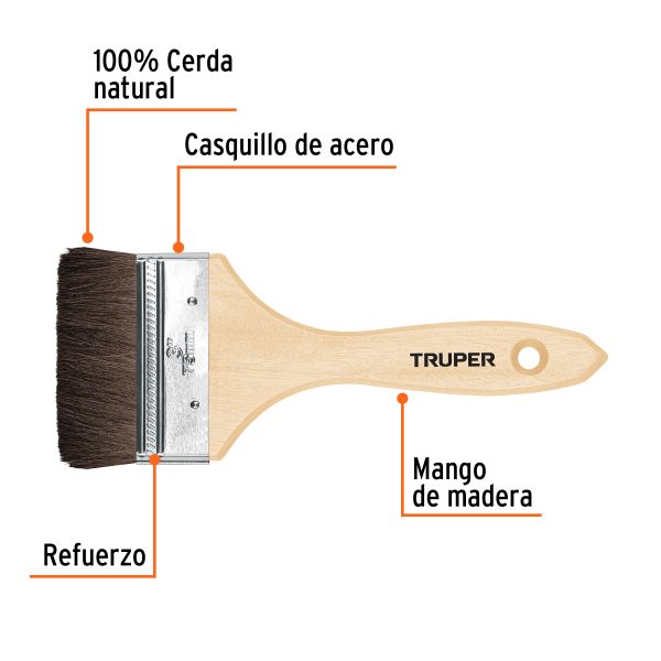 12469 - Brocha pelo de camello de 3' con mango de madera, Truper