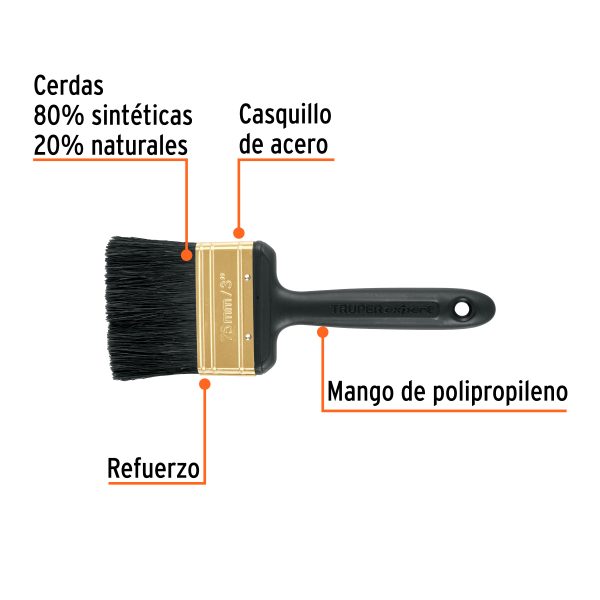 17864 - Brocha profesional de 3' mango de plástico, Truper Expert