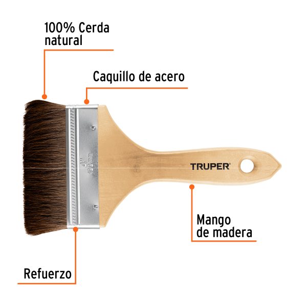 12470 - Brocha pelo de camello de 4' con mango de madera, Truper
