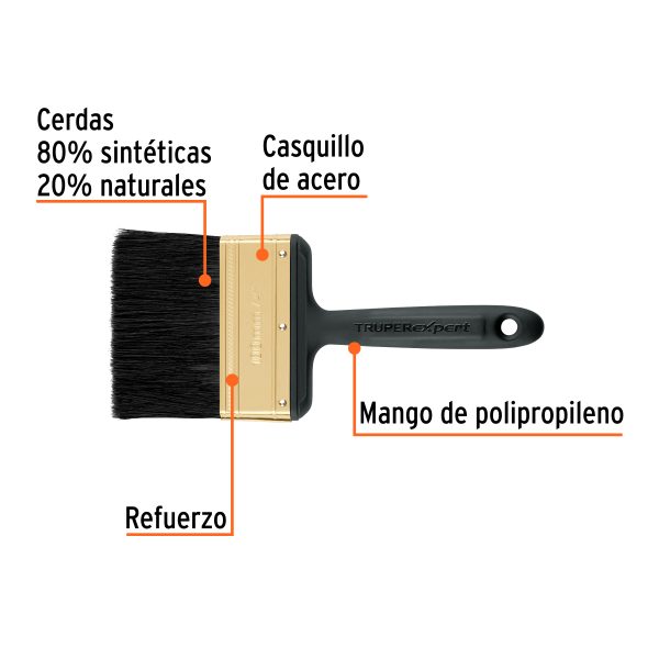 17865 - Brocha profesional de 4' mango de plástico, Truper Expert