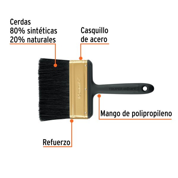 17866 - Brocha profesional de 5' mango de plástico, Truper Expert