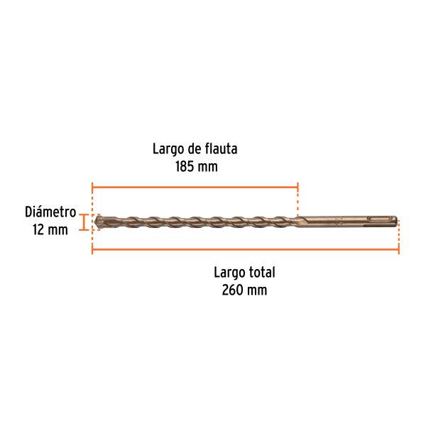 101200 - Broca SDS Plus 12 x 260 mm, Truper