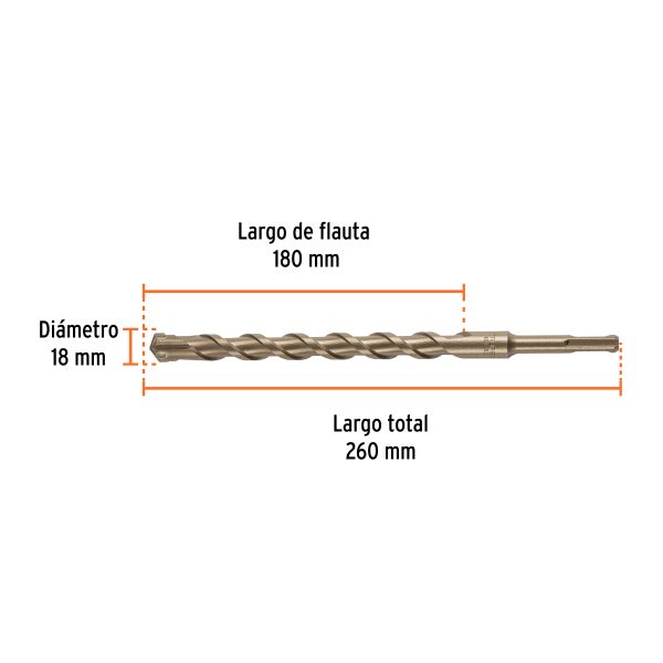 101207 - Broca SDS Plus 18 x 260 mm, Truper