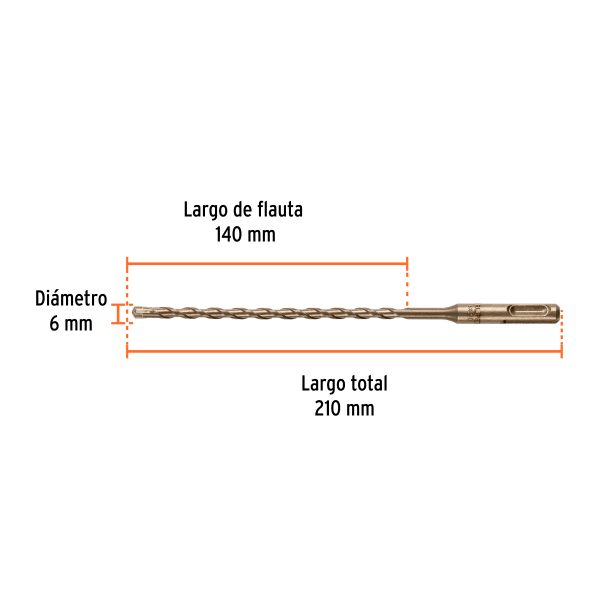 101190 - Broca SDS Plus 6 x 210 mm, Truper