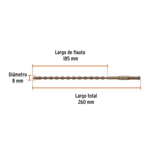 101195 - Broca SDS Plus 8 x 260 mm, Truper