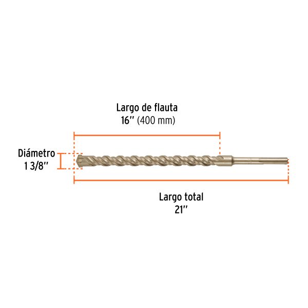 101468 - Broca SDS Ma x de 1-3/8 x 21', Truper