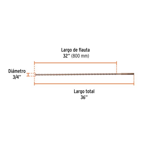 101437 - Broca SDS Ma x de 3/4 x 36', Truper