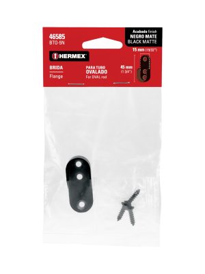 46585 - Brida negra para tubo ovalado de closet, HERMEX
