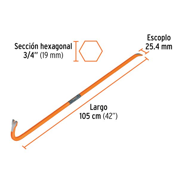 19633 - Barreta de uña de 3/4' x 105 cm, Truper
