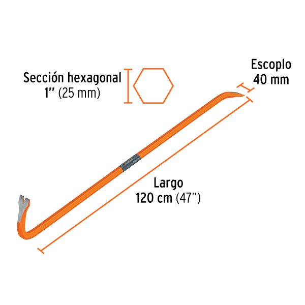 10874 - Barreta de uña de 1' x 120 cm, Truper
