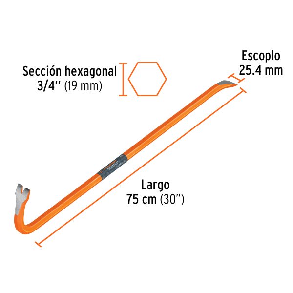 BU-75FC2.jpg 10859 - Barreta de uña de 3/4' x 75 cm, Truper