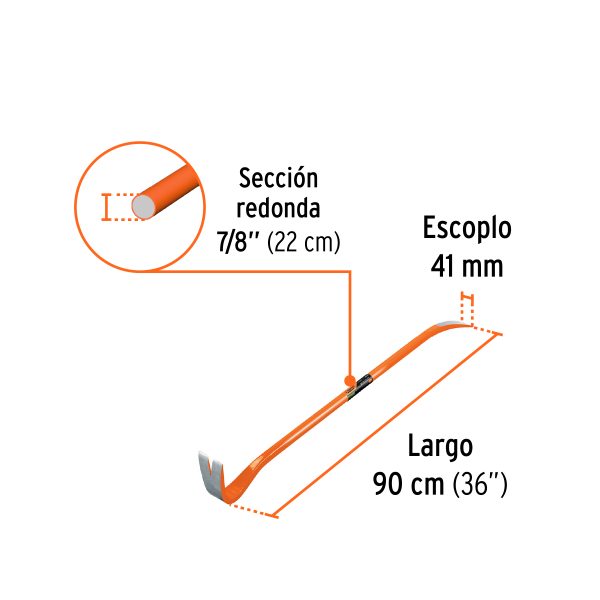 102671 - Barreta de uña de 7/8' x 90 cm, Truper Expert