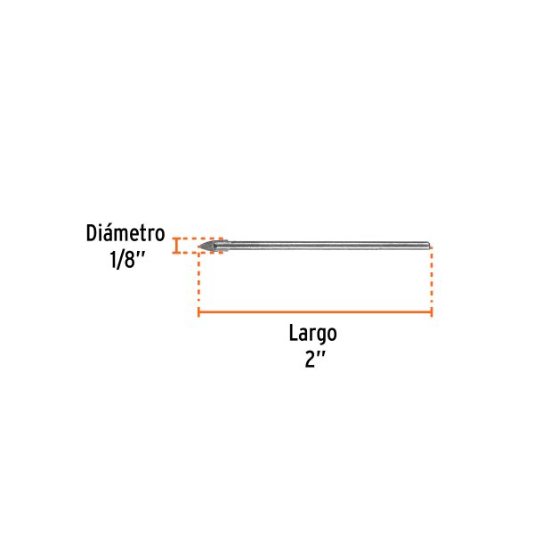 11700 - Broca para vidrio y azulejo de 1/8', Truper