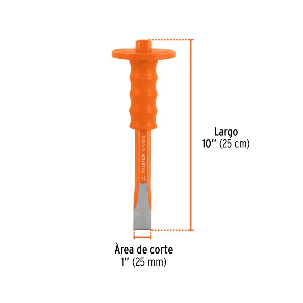 12273 - Cincel de corte frío 1 x 10' con grip, Truper