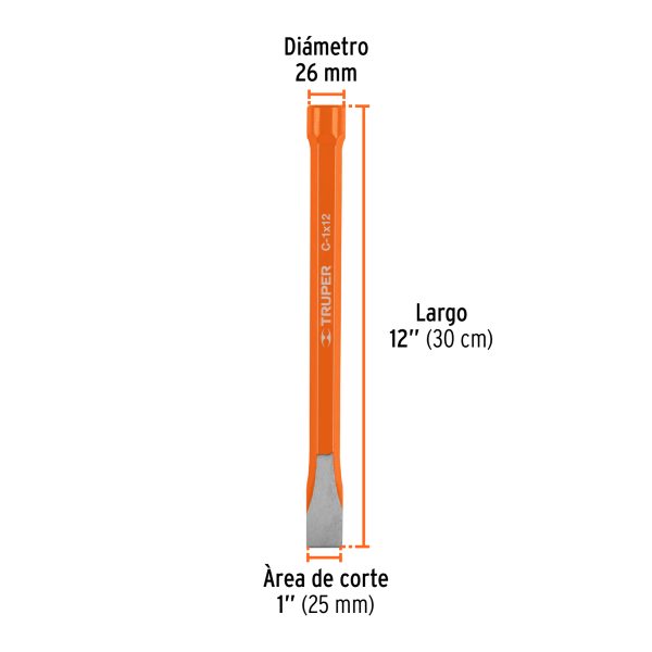 12166 - Cincel de corte frío de 1 X 12', Truper