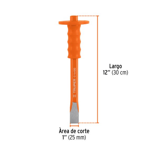 12181 - Cincel de corte frío 1 X 12' con grip, Truper