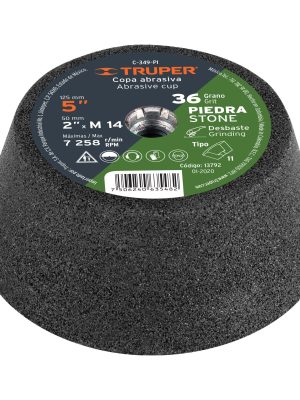 C-349-PI.jpg 13792 - Copa desbaste de piedra 5' grano 36, eje M14, Truper