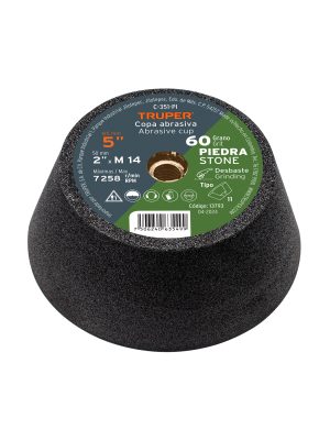 13793 - Copa desbaste de piedra 5' grano 60, eje M14, Truper