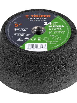 13786 - Copa desbaste de piedra 5' grano 24, eje 5/8-11, Truper