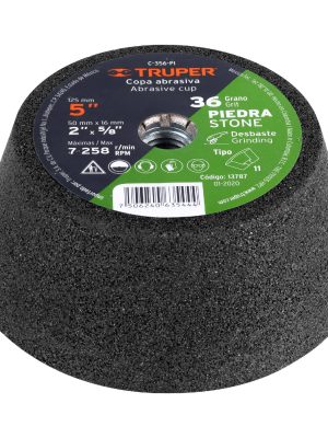 13787 - Copa desbaste de piedra 5' grano 36, eje 5/8-11, Truper