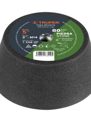 C-360-PI.jpg 13794 - Copa desbaste de piedra 5' grano 80, eje M14, Truper