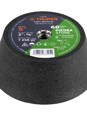 13788 - Copa desbaste de piedra 5' grano 60, eje 5/8-11, Truper