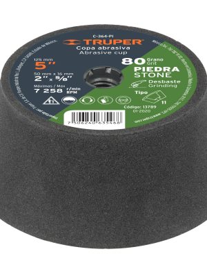 13789 - Copa desbaste de piedra 5' grano 80, eje 5/8-11, Truper
