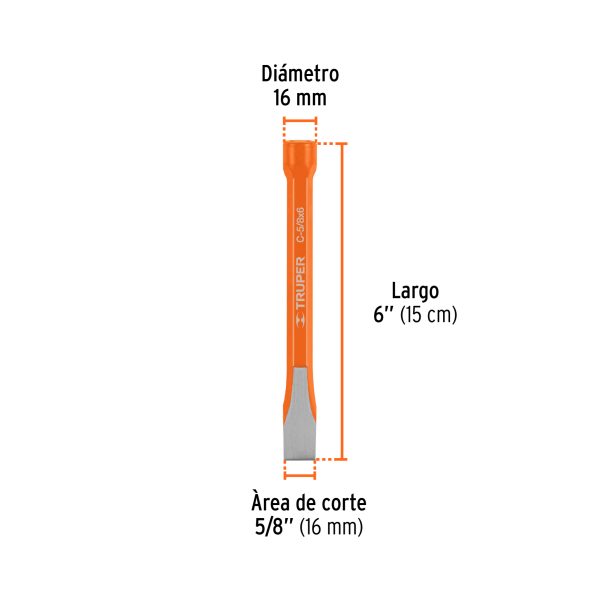 12127 - Cincel de corte frío de 5/8 X 6', Truper