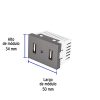 47829 - Toma 2 puertos USB acero inox de 1.5 módulos, línea Lisboa