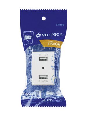 C2USB-LBE1.jpg 47949 - Toma con 2 puertos USB blanco de 1.5 módulos, línea Lisboa