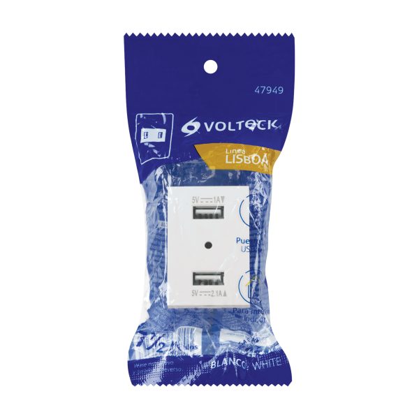 47949 - Toma con 2 puertos USB blanco de 1.5 módulos, línea Lisboa