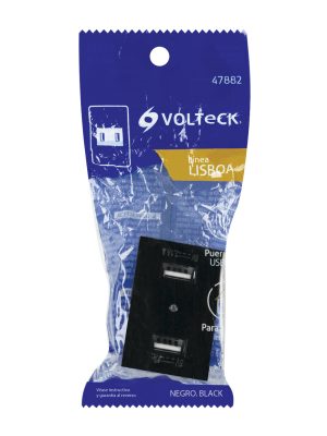 C2USB-LNE1.jpg 47882 - Toma con 2 puertos USB negro de 1.5 módulos, línea Lisboa