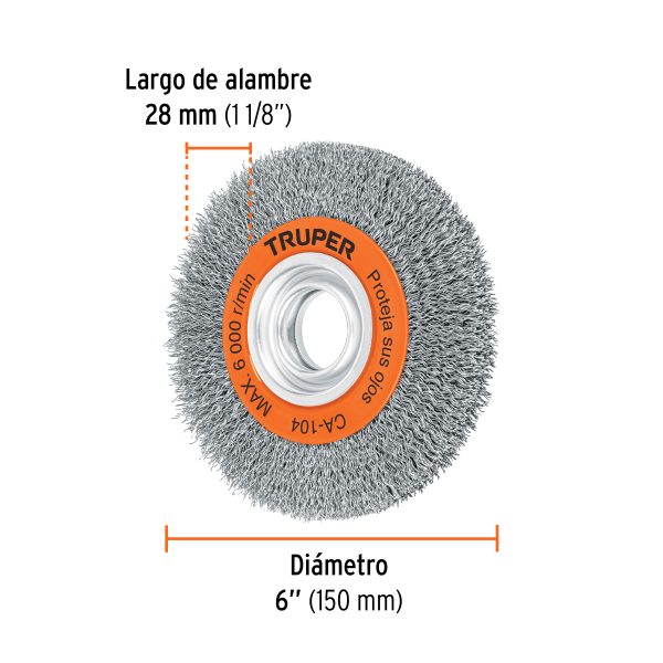 11520 - Carda alambre ondulado 6' x 3/4' para esmeril, Truper