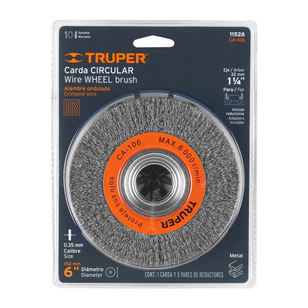 11526 - Carda alambre ondulado 6' x 1-1/8' para esmeril, Truper