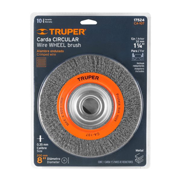 17524 - Carda alambre ondulado 8' x 3/4' para esmeril, Truper