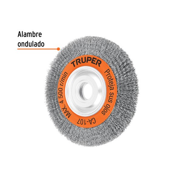 17524 - Carda alambre ondulado 8' x 3/4' para esmeril, Truper