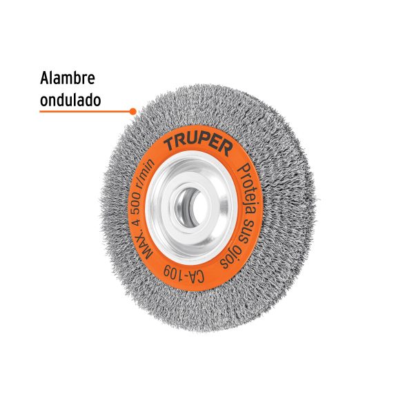 17526 - Carda alambre ondulado 8' x 1' para esmeril, Truper