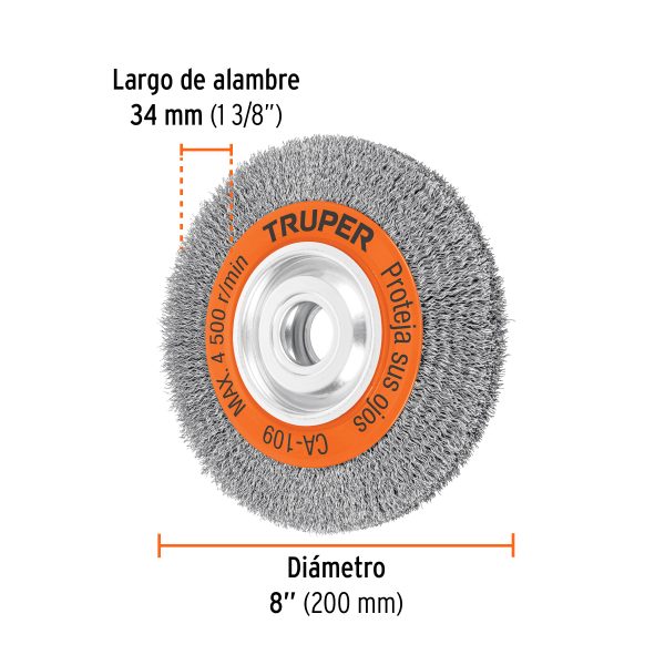 17526 - Carda alambre ondulado 8' x 1' para esmeril, Truper