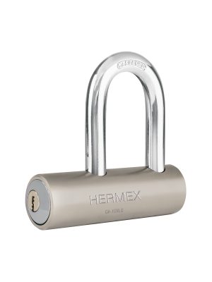 43366 - Candado de acero, 109mm, gancho largo, llave de puntos