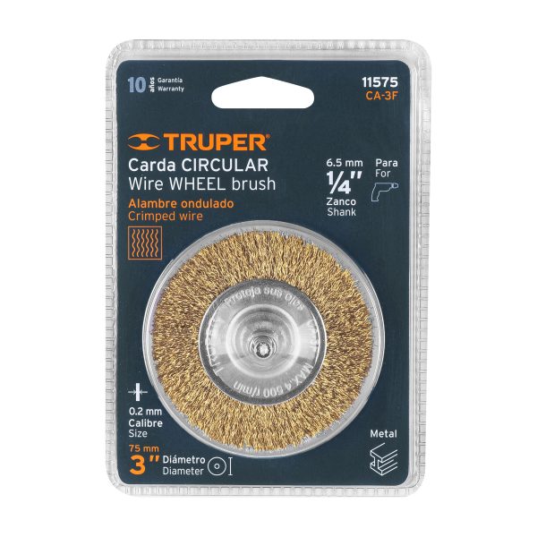 11575 - Carda circular 3' alambre fino para taladro, Truper