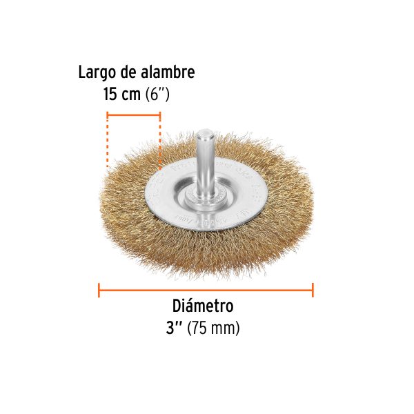 11575 - Carda circular 3' alambre fino para taladro, Truper