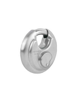 CA-70C.jpg 49473 - Candado circular acero inox, cilindro latón, 70 mm