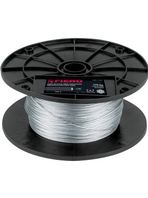 48795 - Metro de cable rígido 1/16' de acero 7x7 hilos, 300 m, Fiero