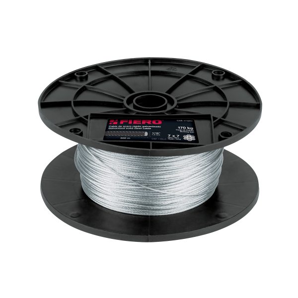48795 - Metro de cable rígido 1/16' de acero 7x7 hilos, 300 m, Fiero